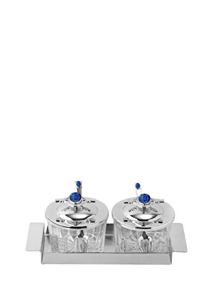 Elio 2 Silver Plated Jam Bowls On Tray