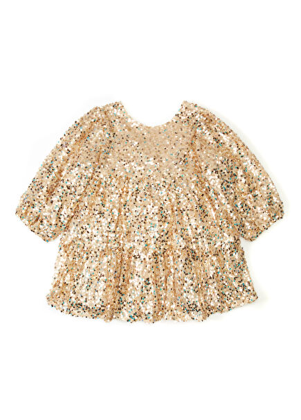 Gold Sequined Girls Dress