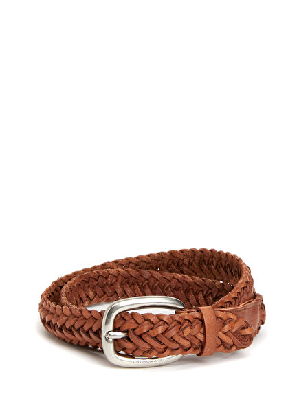Houston Brown Knit Textured Men's Leather Belt