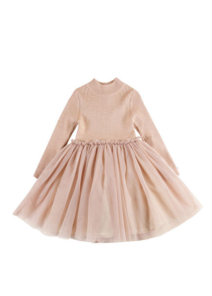 Lotus Açık Coral Kız Çocuk Yün Elbise