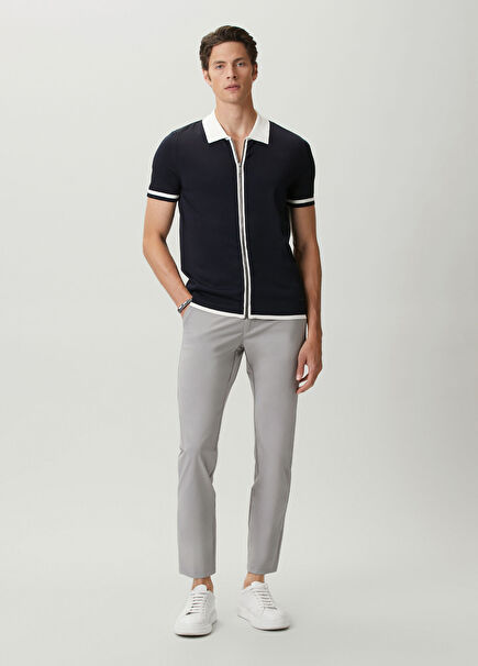Gri Beli Kordonlu Chino Pantolon