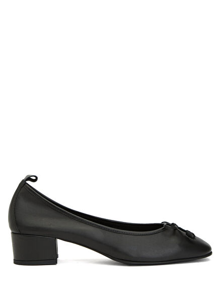 Black Casual Leather Heels