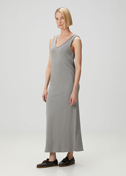Gri Maksi Elbise