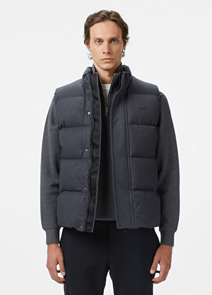 Koyu Gri Dik Yaka Erkek Yelek