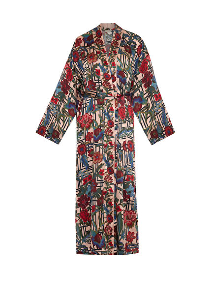 Marilyn Desenli Uzun Kollu Kadın Kimono