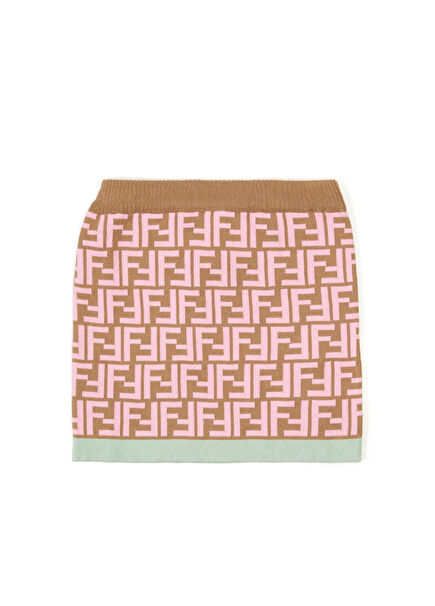 Multicolored Logo Jacquard Girls' Skirt