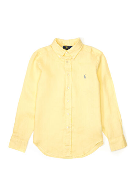 Sarı Erkek Çocuk Keten Gömlek