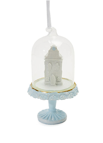 Mavi Beyaz Gingerbread House Detaylı Yılbaşı Süsü