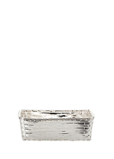 Silver Knitted Rectangular Bread Basket