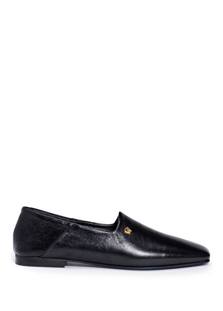 Delphin Black Leather Ballet Flats