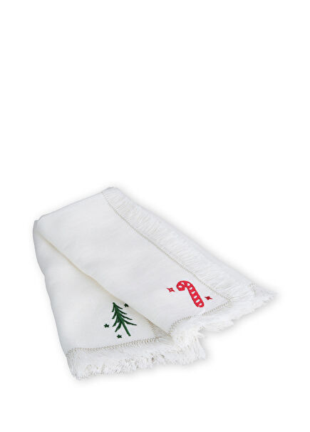 Ağaç & Baston Şeker Desen İşlemeli 2'li Peçete