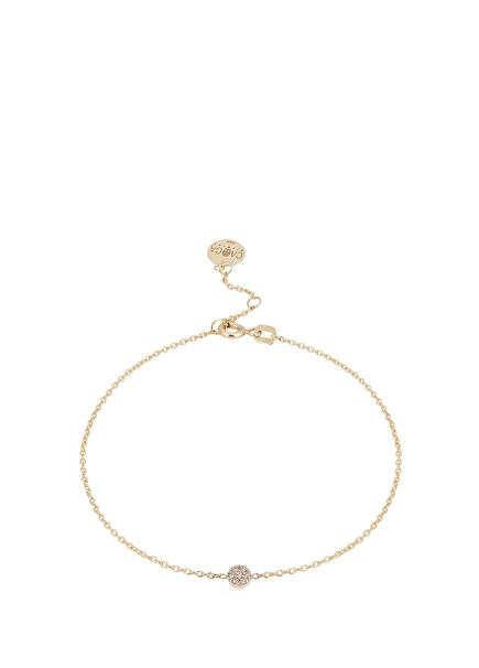 Yuvarlak Pırlanta Taşlı 14 Ayar Altın Unisex Bileklik