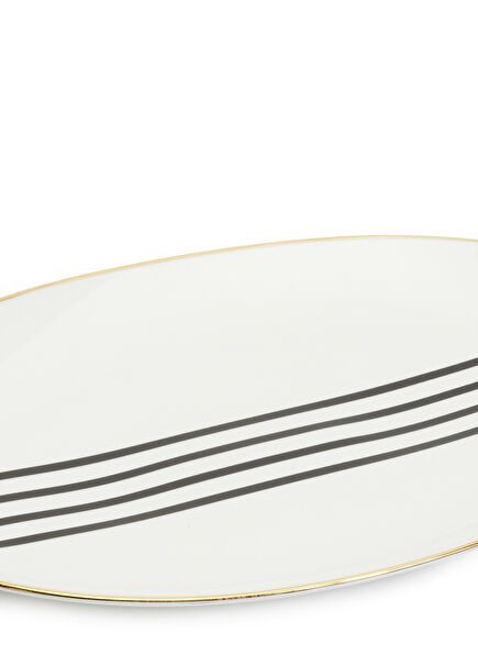 Teatro Oval Black Gold Porcelain Serving Plate