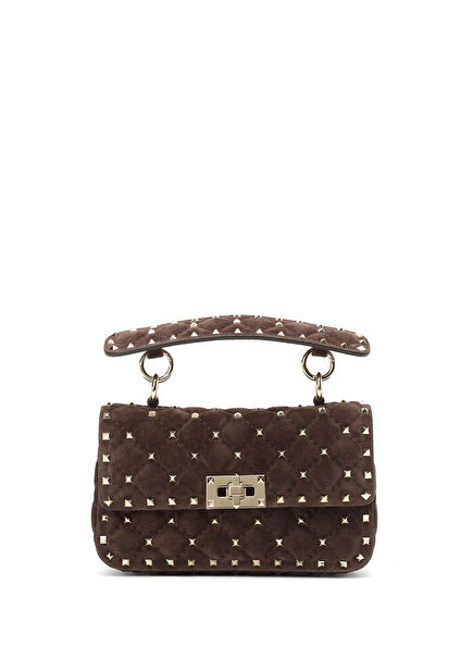 Rockstud Spike Small Kahverengi Kadın Süet Çanta