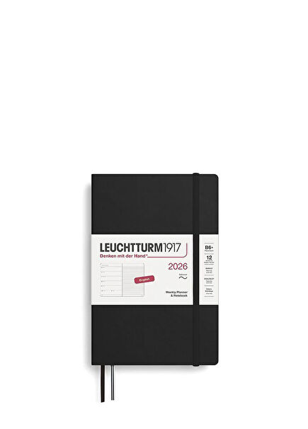 Black Bag Size B6+ Soft Cover English Lined 2026 12 Months Planner and Notepad 372684