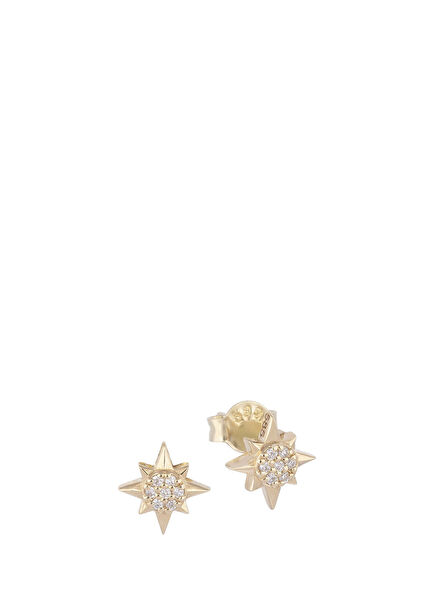 Sun Diamond Stone 14K Gold Unisex Earrings