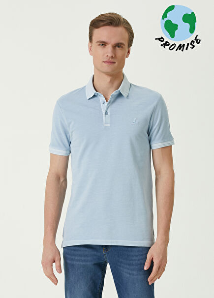 Slim Fit Light Blue Piqué T-shirt