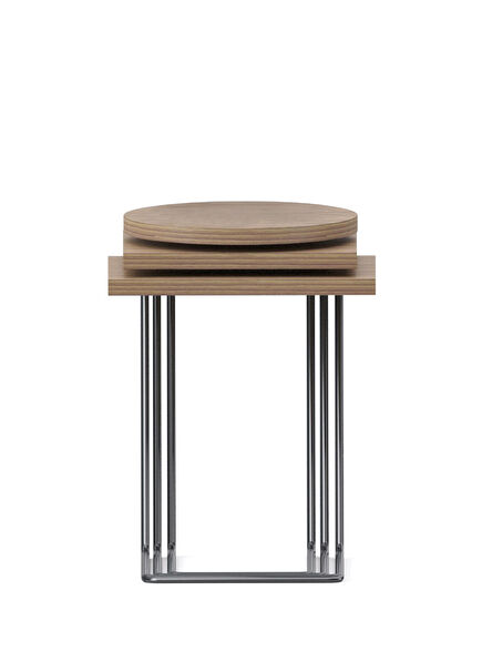 Bremen Velour Laminate Satin Epoxy Dark Grey Leg Brown Walnut Wood 3-Piece Nesting Table Set