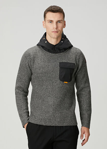 Black Hooded Wool Sweater