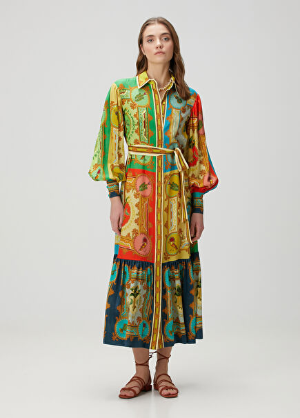 La Musica Patterned Silk Maxi Dress