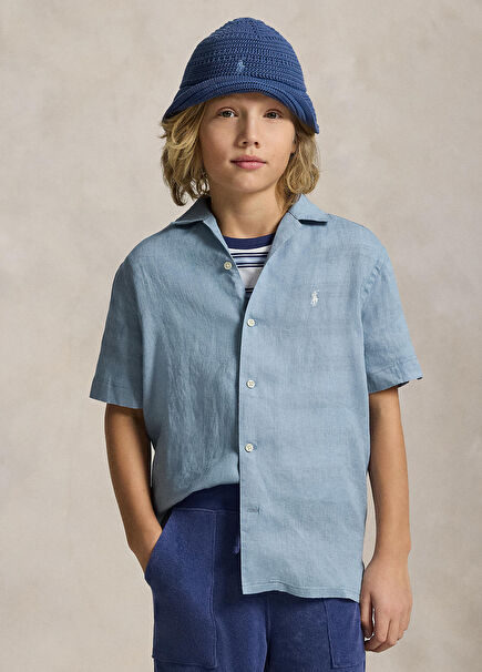 Blue Boys Linen Shirt