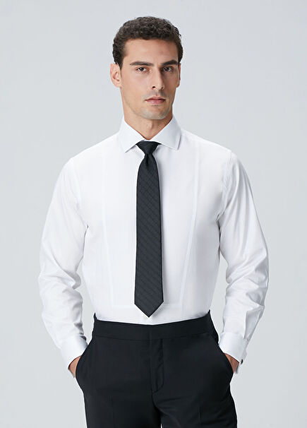 White Tuxedo Shirt with Garnish