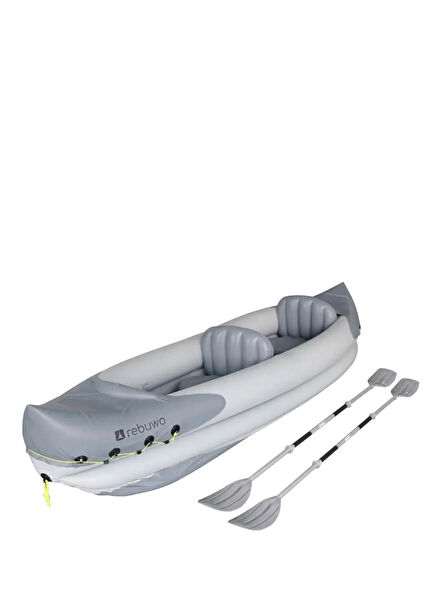 2 Person Portable Inflatable Canoe Set with Grey Paddle