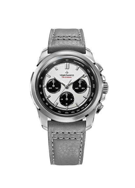 8221510-Bucıntoro 42 Kurmalı Otomatik Gri Deri Erkek Kol Saati