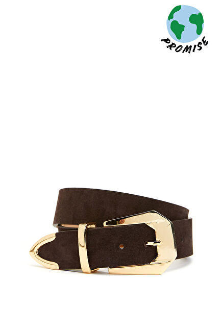 Kahverengi Kadın Kalın Süet Kemer