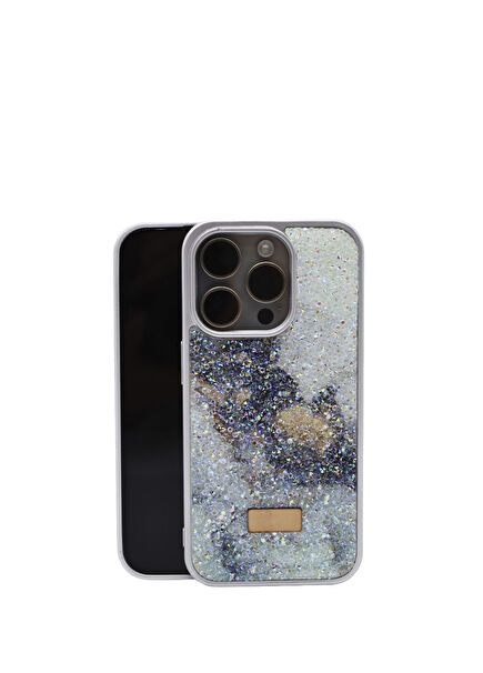 Diamond Serisi iPhone 15 Pro Max Beyaz Telefon Kılıfı