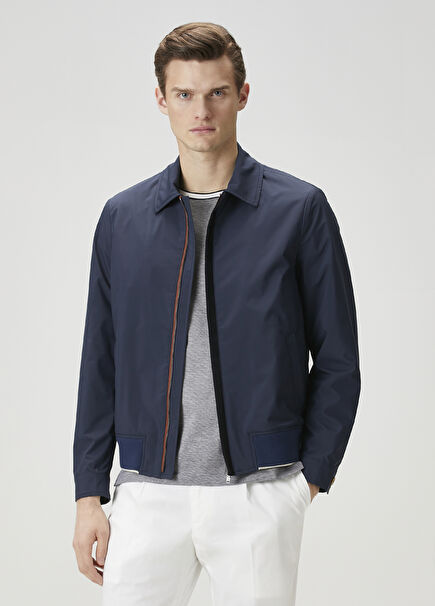 Navy Blue Linen Coat