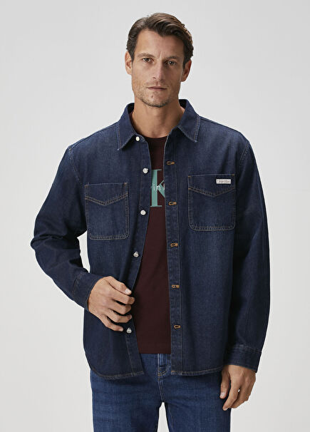 90S Lacivert Denim Dış Gömlek