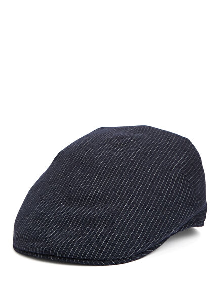 Dark Blue Striped Men's Wool Hat