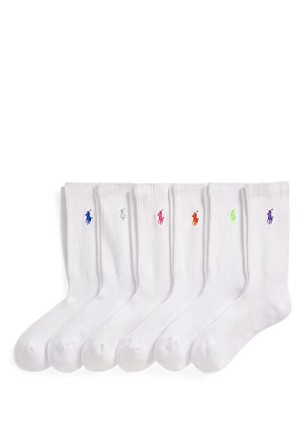White Unisex Kids 6-Piece Socks Set