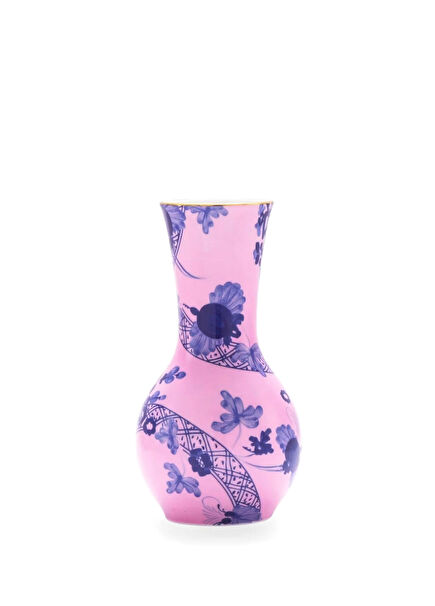 Oriente Italiano Azalea Tulip Patterned Pink Vase