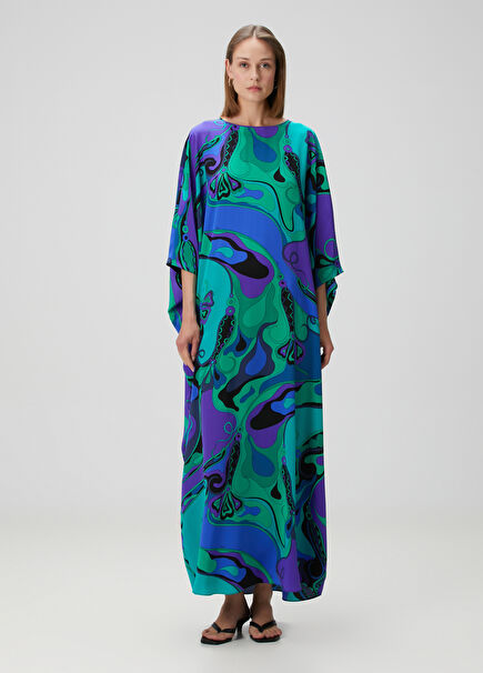 Green Blue Silk Kaftan