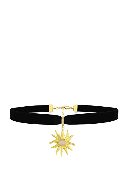 Şana Moonstone 925 Sterling Silver 22K Gold Plated Women's Choker