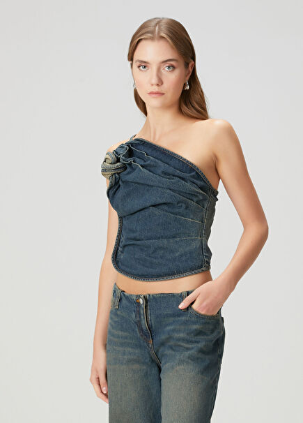 Mavi Drapeli Denim Bluz