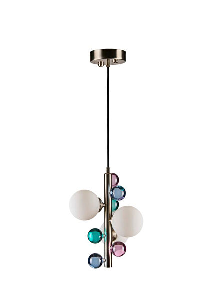 Bubble Soft Matte Chrome Opaque Metal Glass Mini Pendant Chandelier
