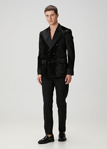 Black Wool Tuxedo Pants