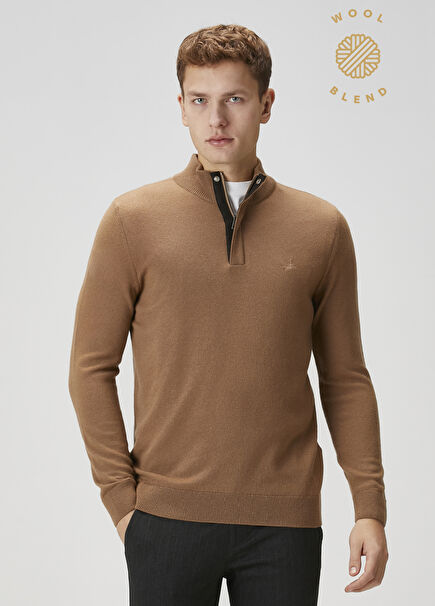 Camel Cashmere Blend Wool Sweater