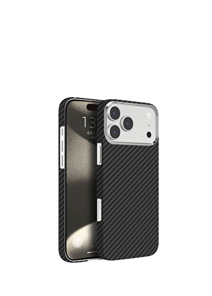 Knit Kevlar Siyah iPhone 17 Telefon Kılıfı