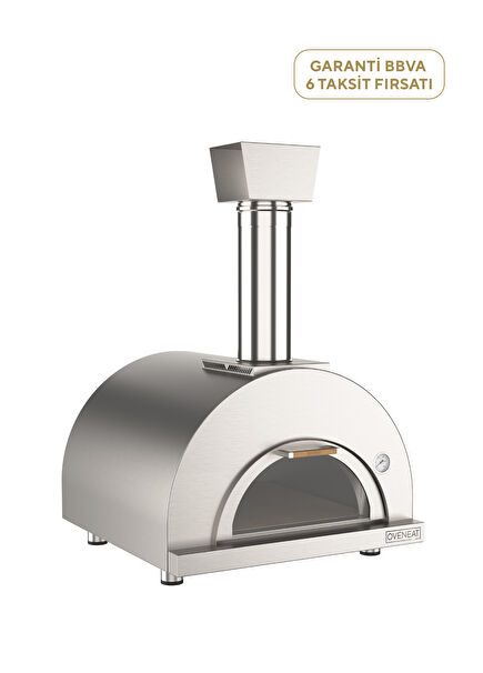 Double Pizza Odun Ateşli Gümüş Stainless Steel Pizza Fırını