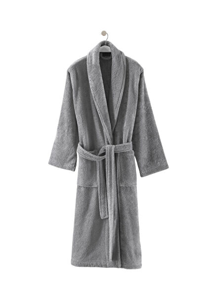 Sicilia Gri Pamuklu Bukle Unisex Bornoz