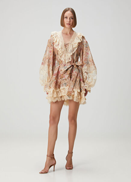 Rebellion Ten Floral Mini Linen Dress