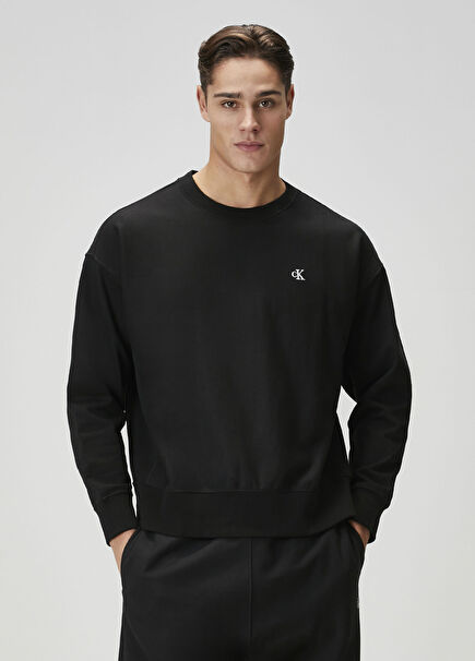 Siyah Logo Nakışlı Sweatshirt