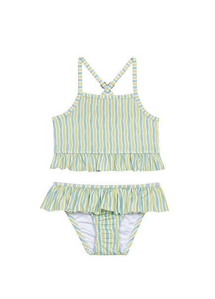 Lime Oasis Fırfırlı UV Korumalı Kız Çocuk Bikini Takımı