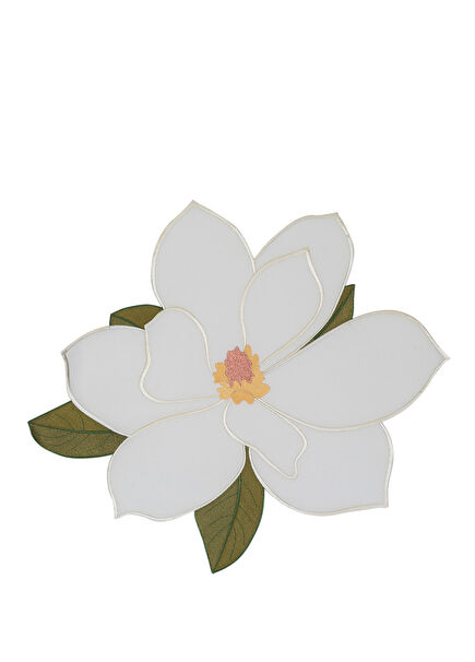 Magnolia Patterned 2-Piece Linen American Placemat 35x50 cm