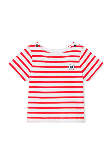 Red & White Striped Baby Boy T-Shirt