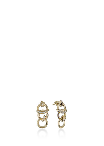 Luminara Connect Diamond Studded 14K Gold Women Earrings